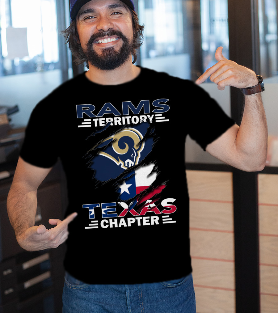 Rams Territory Texas Chapter Sports Logo With Flag T-Shirt