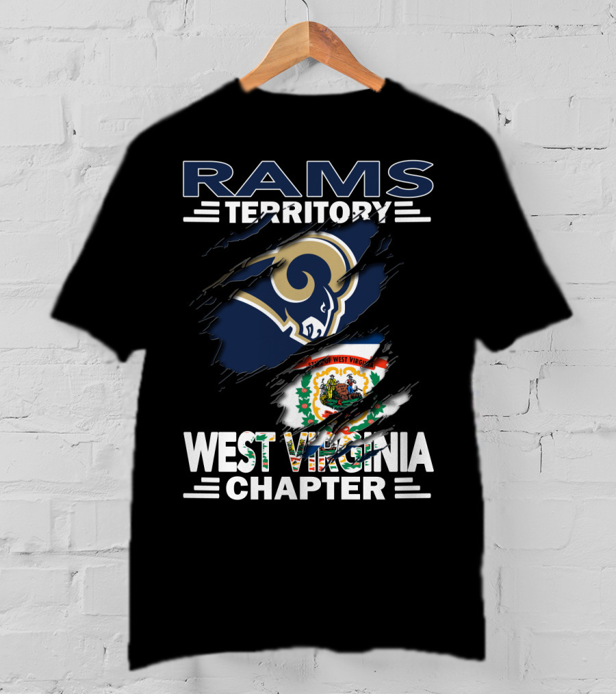 Rams Territory West Virginia Chapter NFL Logo State Flag Fusion T-Shirt