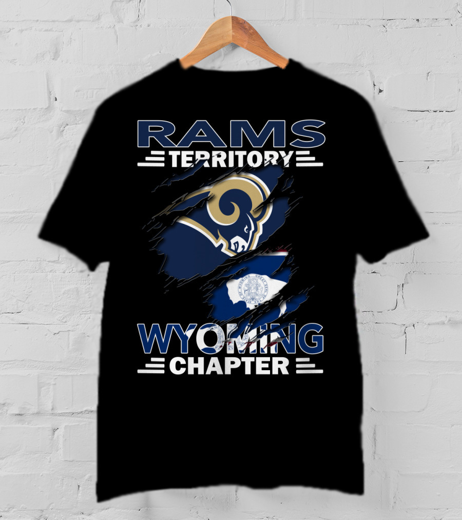 Rams Territory Wyoming Chapter Los Angeles Rams Logo Wyoming State Flag T-Shirt