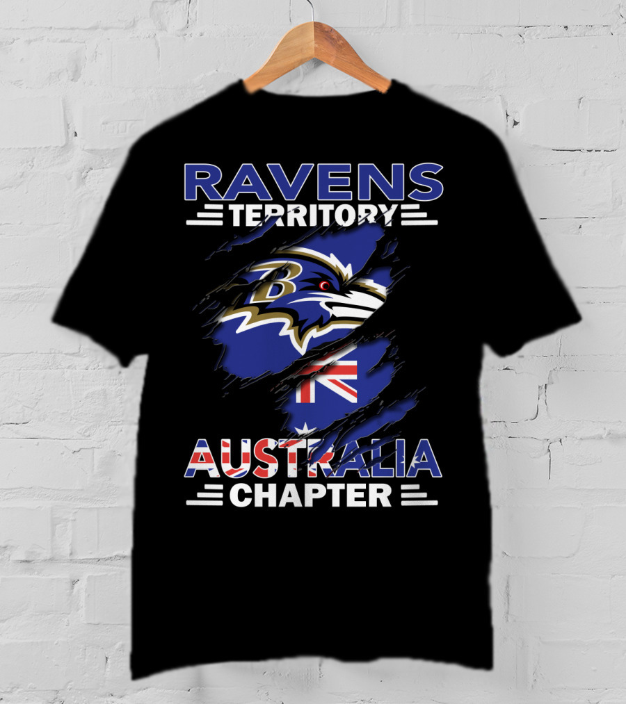 Ravens Territory Australia Chapter NFL Team Logo With Australian Flag T-Shirt