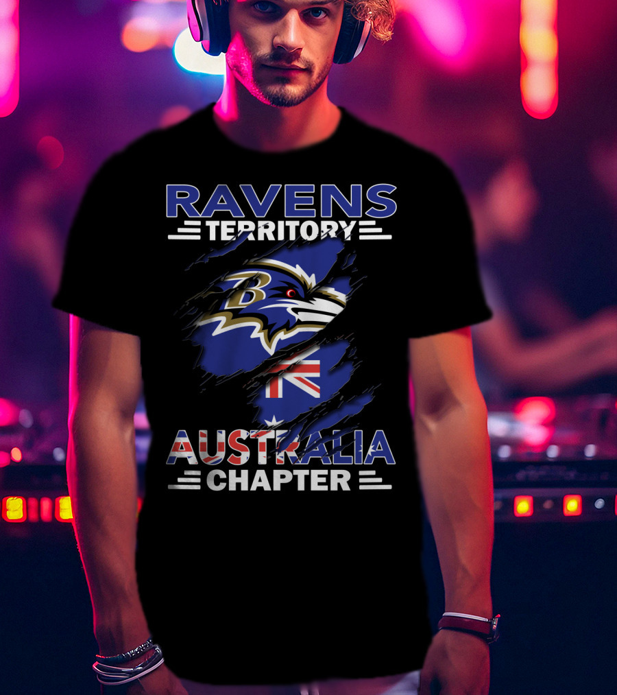 Ravens Territory Australia Chapter NFL Team Logo With Australian Flag T-Shirt