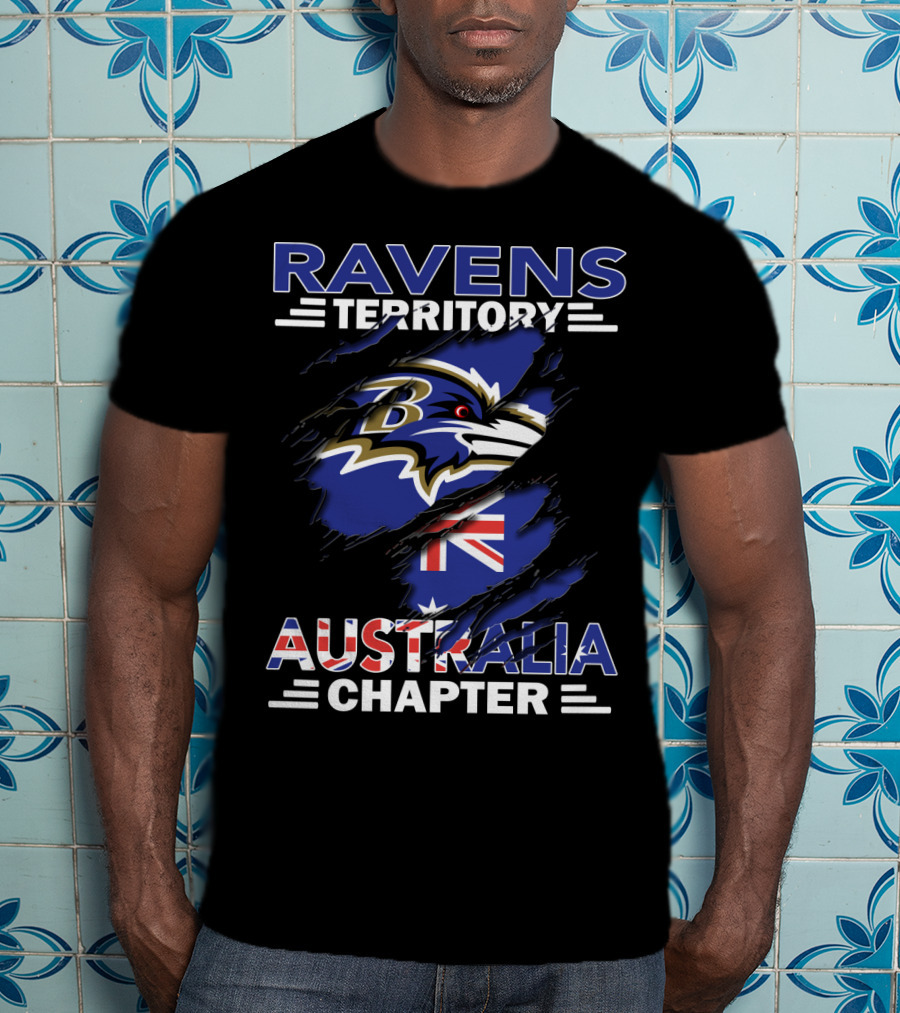 Ravens Territory Australia Chapter NFL Team Logo With Australian Flag T-Shirt