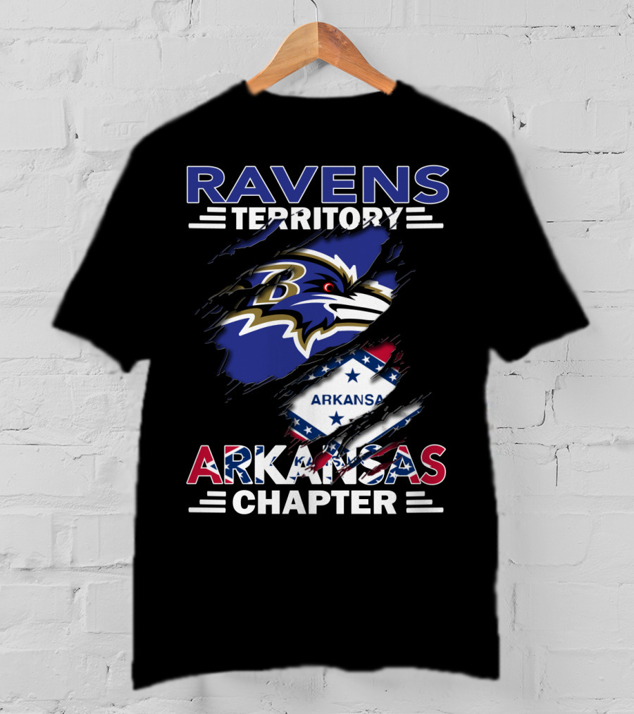 Ravens Territory Nfl Arkansas Chapter With State Flag And Team T-Shirt