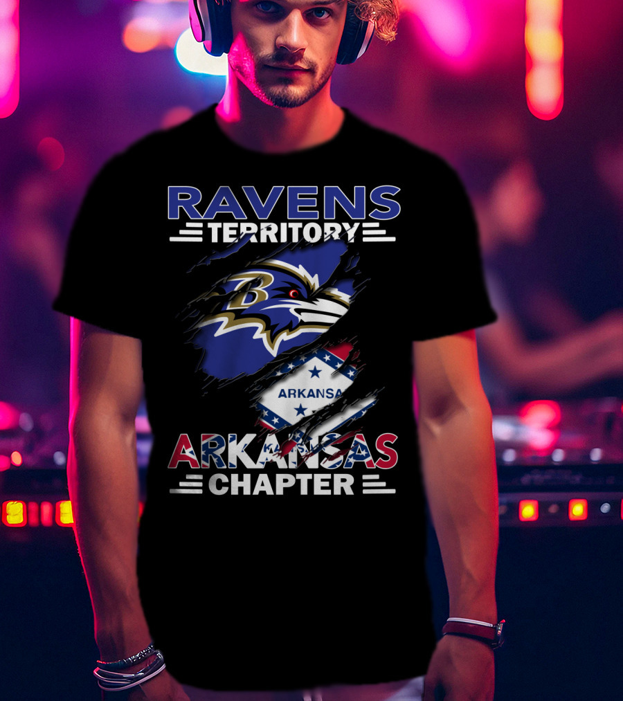 Ravens Territory Nfl Arkansas Chapter With State Flag And Team T-Shirt