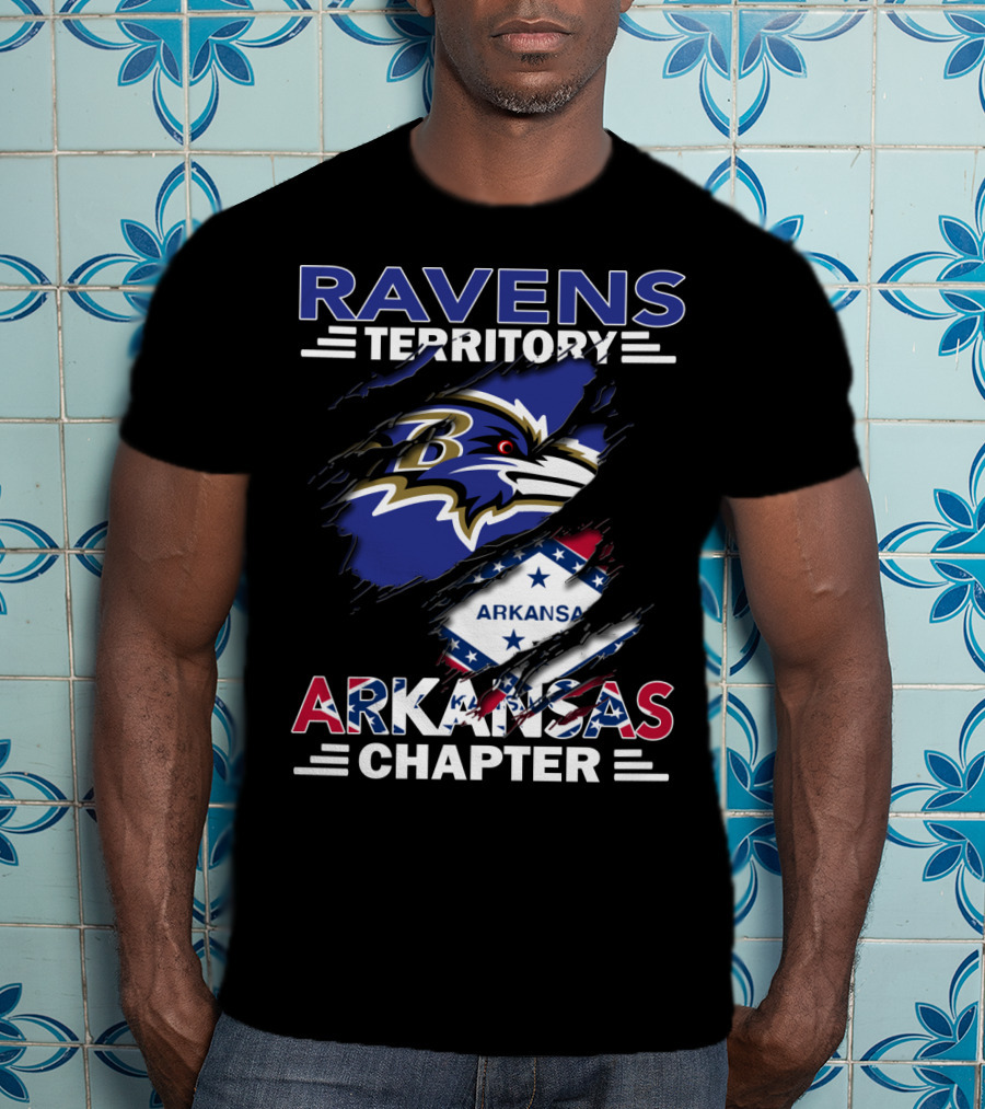 Ravens Territory Nfl Arkansas Chapter With State Flag And Team T-Shirt