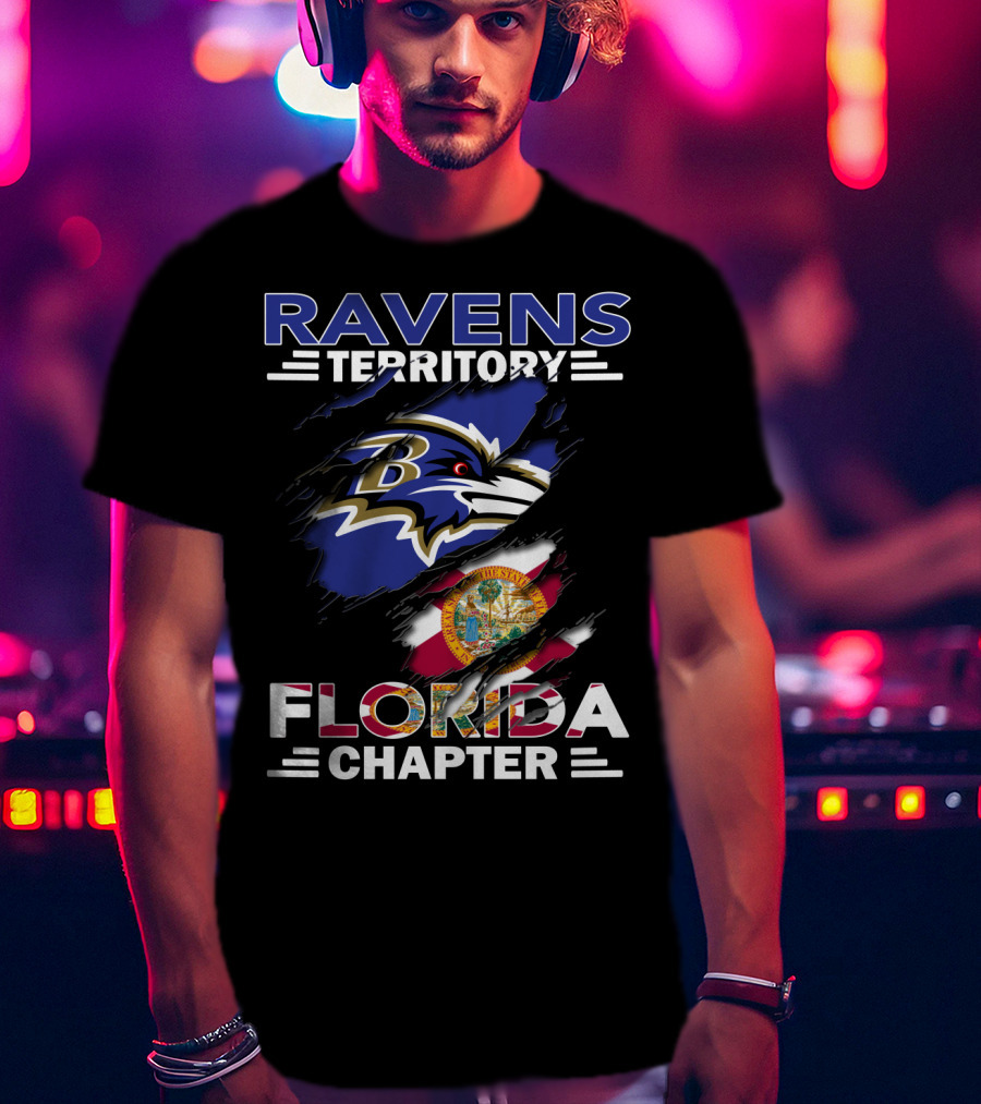 Ravens Territory Florida Chapter Logo With State Flag Elements T-Shirt