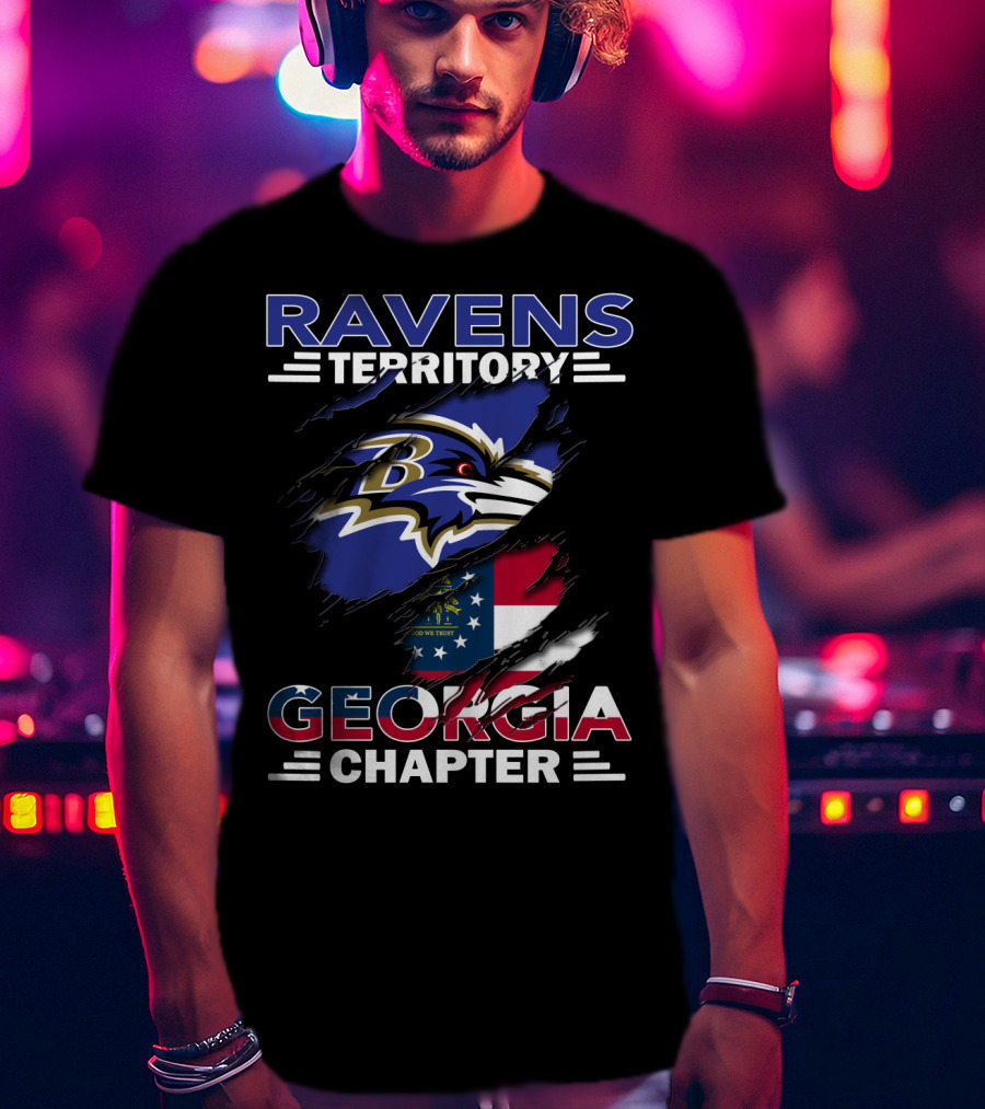 Ravens Territory Georgia Chapter Baltimore Team Fan Group Flag T-Shirt