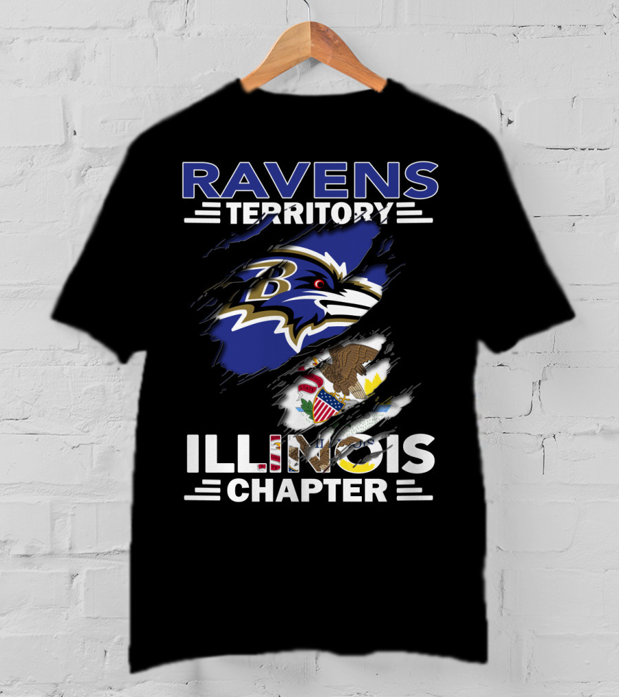 Ravens Territory Illinois Chapter Baltimore Ravens Logo Illinois State Flag T-Shirt