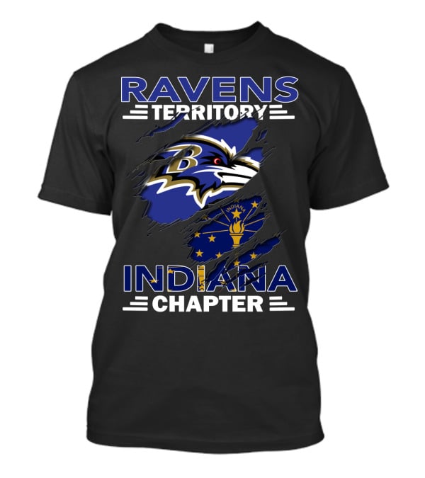 Ravens Territory Indiana Chapter Baltimore Ravens Indiana State Flag Fusion T-Shirt
