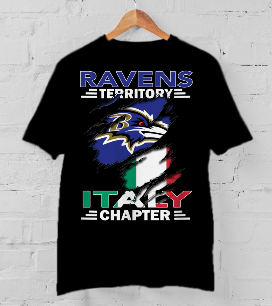 Ravens Territory Italy Chapter NFL Logo And Italian Flag T-Shirt