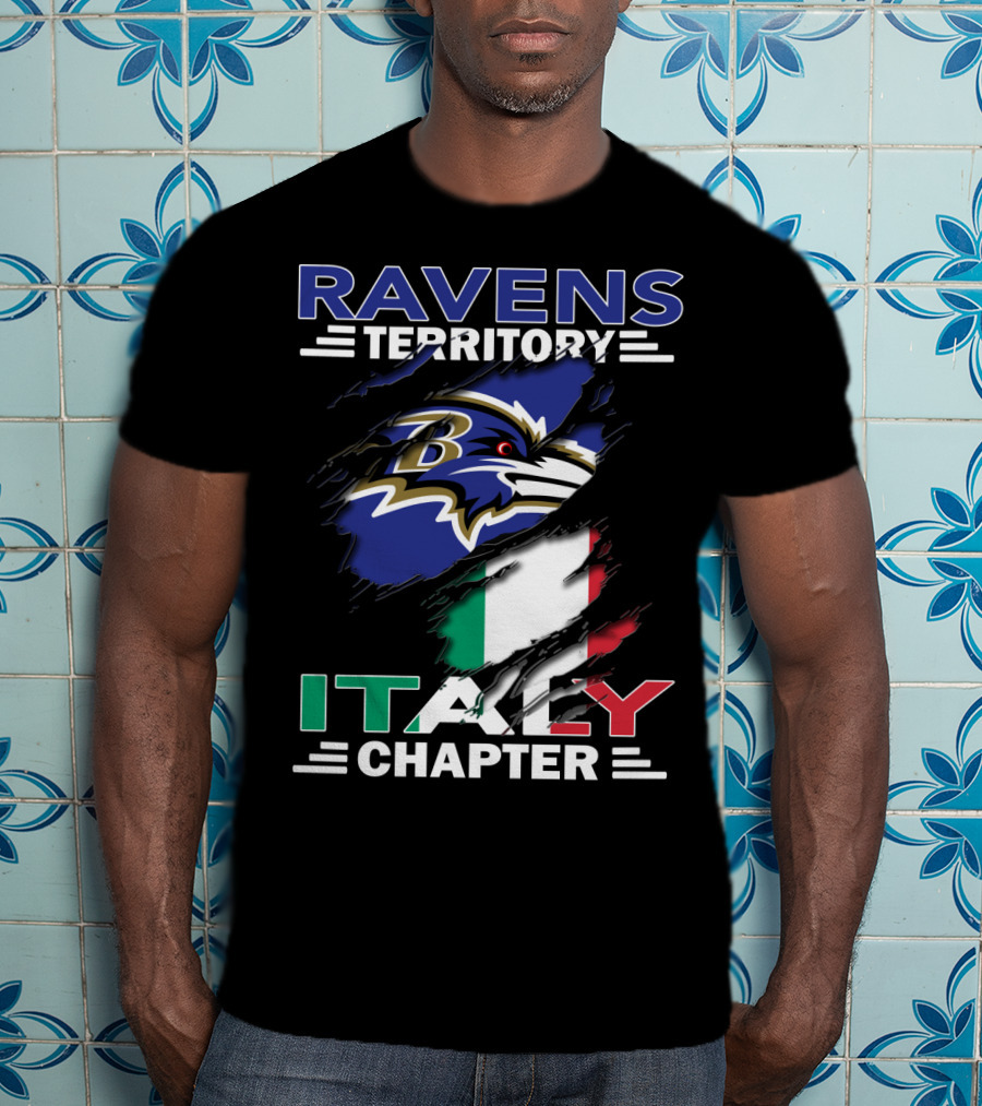 Ravens Territory Italy Chapter NFL Logo And Italian Flag T-Shirt