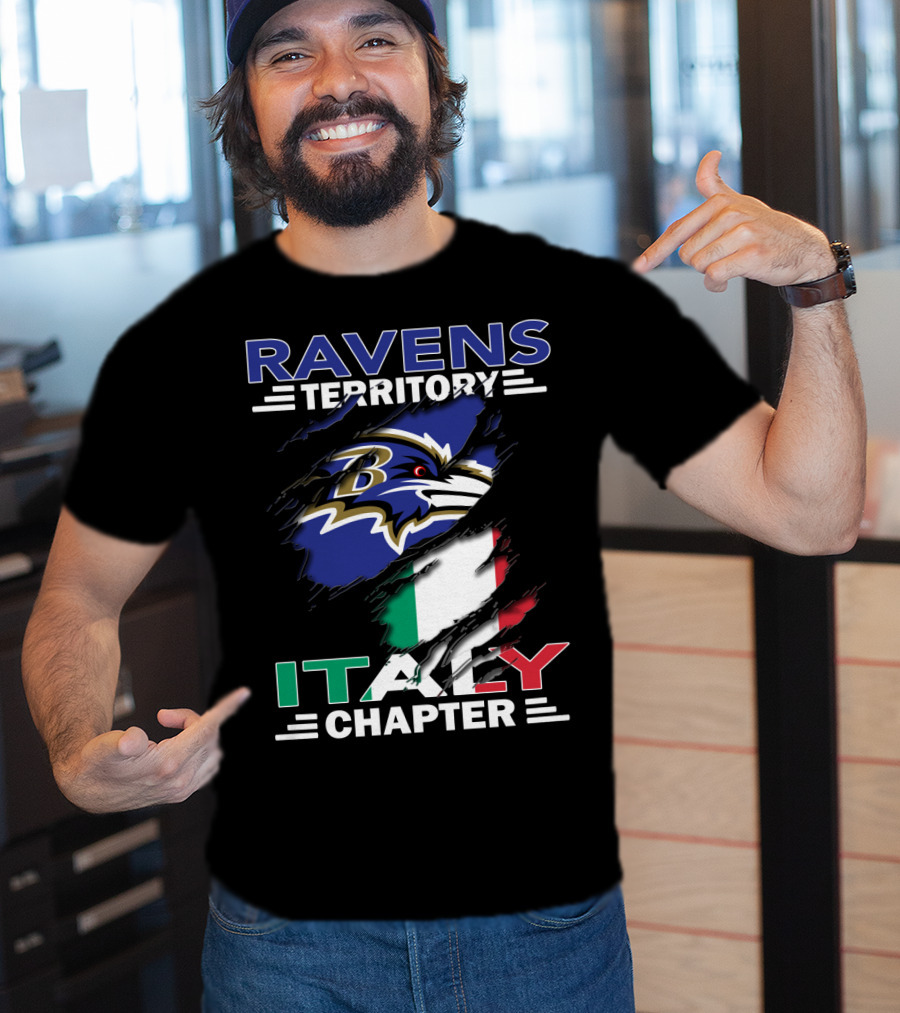 Ravens Territory Italy Chapter NFL Logo And Italian Flag T-Shirt