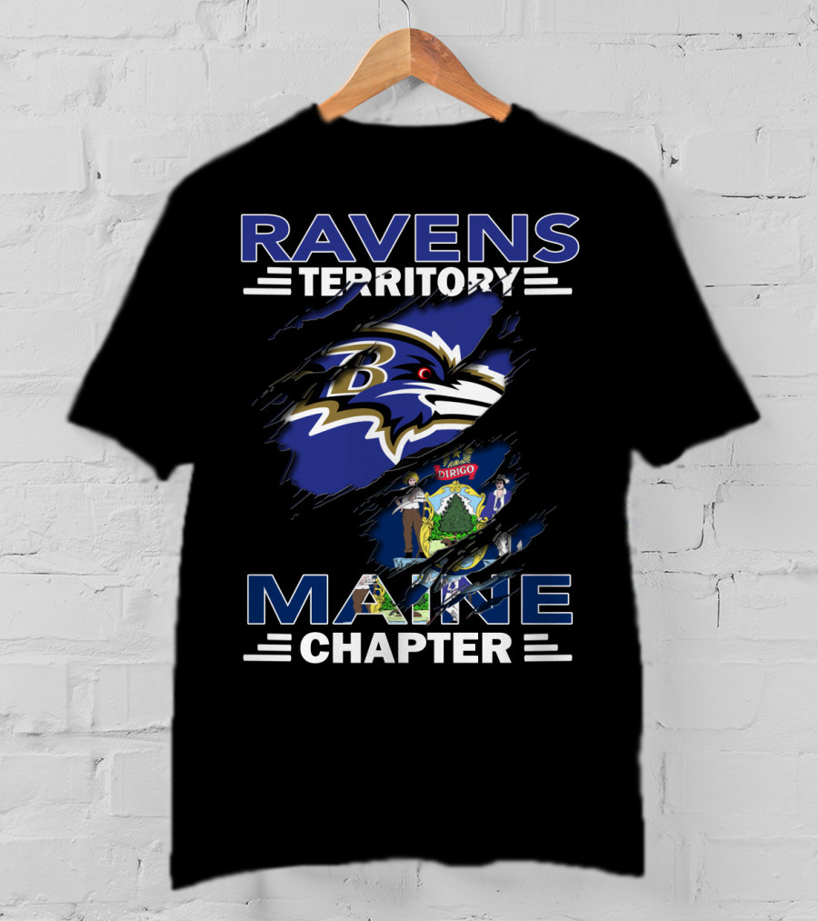 Ravens Territory Baltimore Logo Maine Chapter State Flag Integration T-Shirt