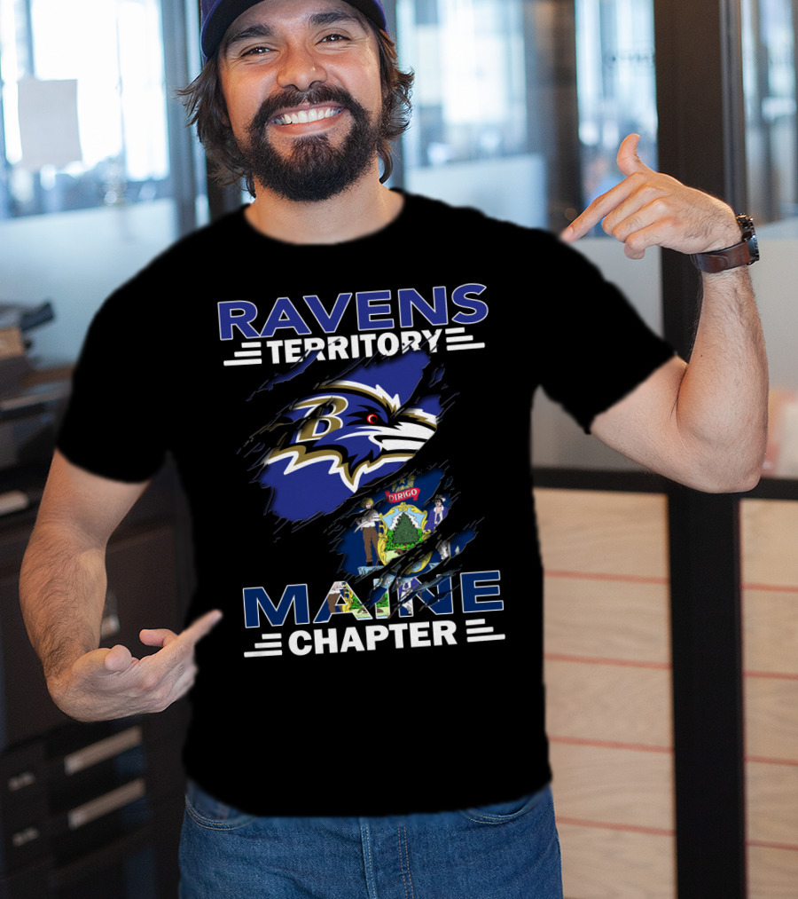 Ravens Territory Baltimore Logo Maine Chapter State Flag Integration T-Shirt