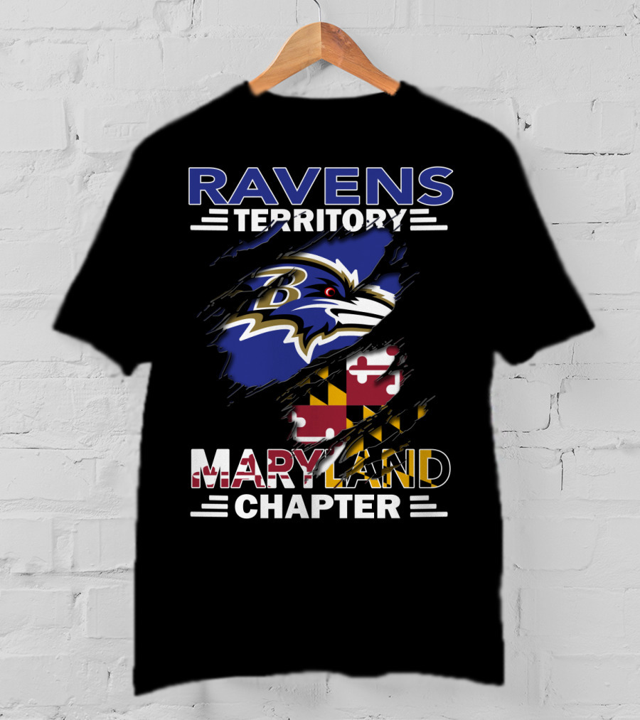 Ravens Territory Maryland Chapter Baltimore Football Flag Emblem T-Shirt