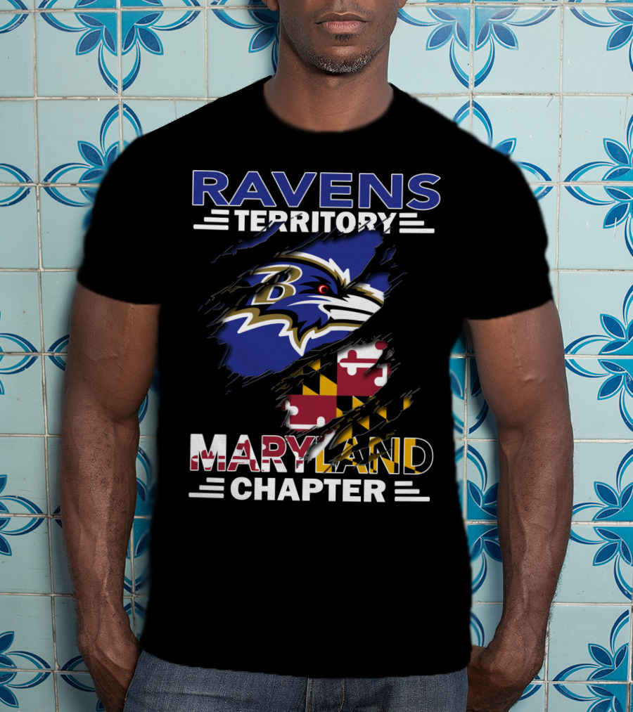 Ravens Territory Maryland Chapter Baltimore Football Flag Emblem T-Shirt