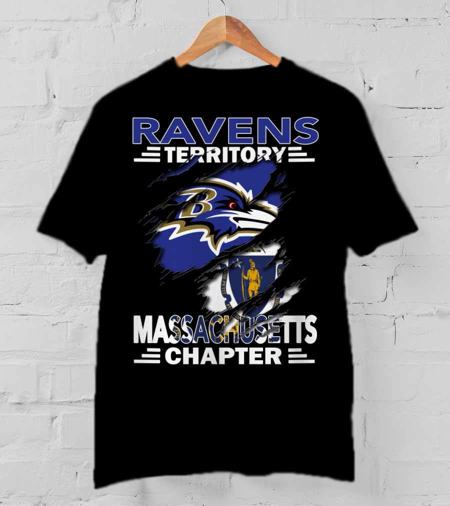 Ravens Territory Baltimore Logo Massachusetts Chapter T-Shirt
