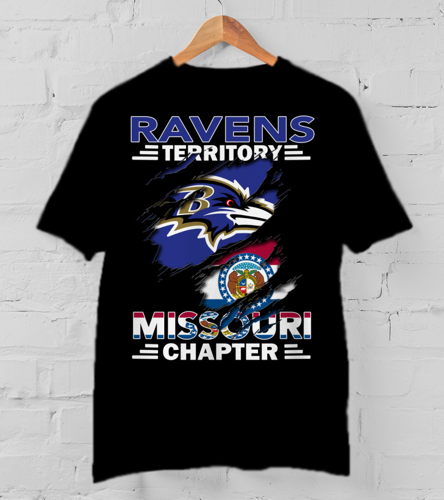 Ravens Territory Missouri Chapter Baltimore Ravens Logo Missouri Flag T-Shirt