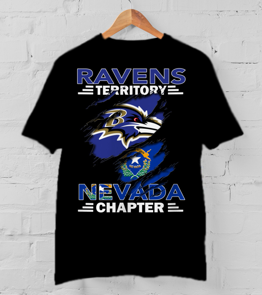 Ravens Territory Nevada Chapter Baltimore Football Iconic State Flag T-Shirt