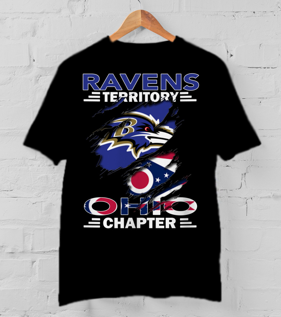 Ravens Territory Ohio Chapter Baltimore Ravens Ohio Flag T-Shirt