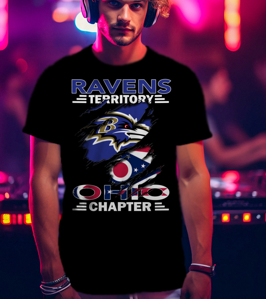 Ravens Territory Ohio Chapter Baltimore Ravens Ohio Flag T-Shirt