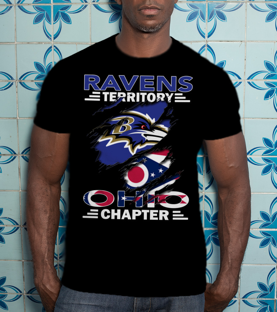 Ravens Territory Ohio Chapter Baltimore Ravens Ohio Flag T-Shirt
