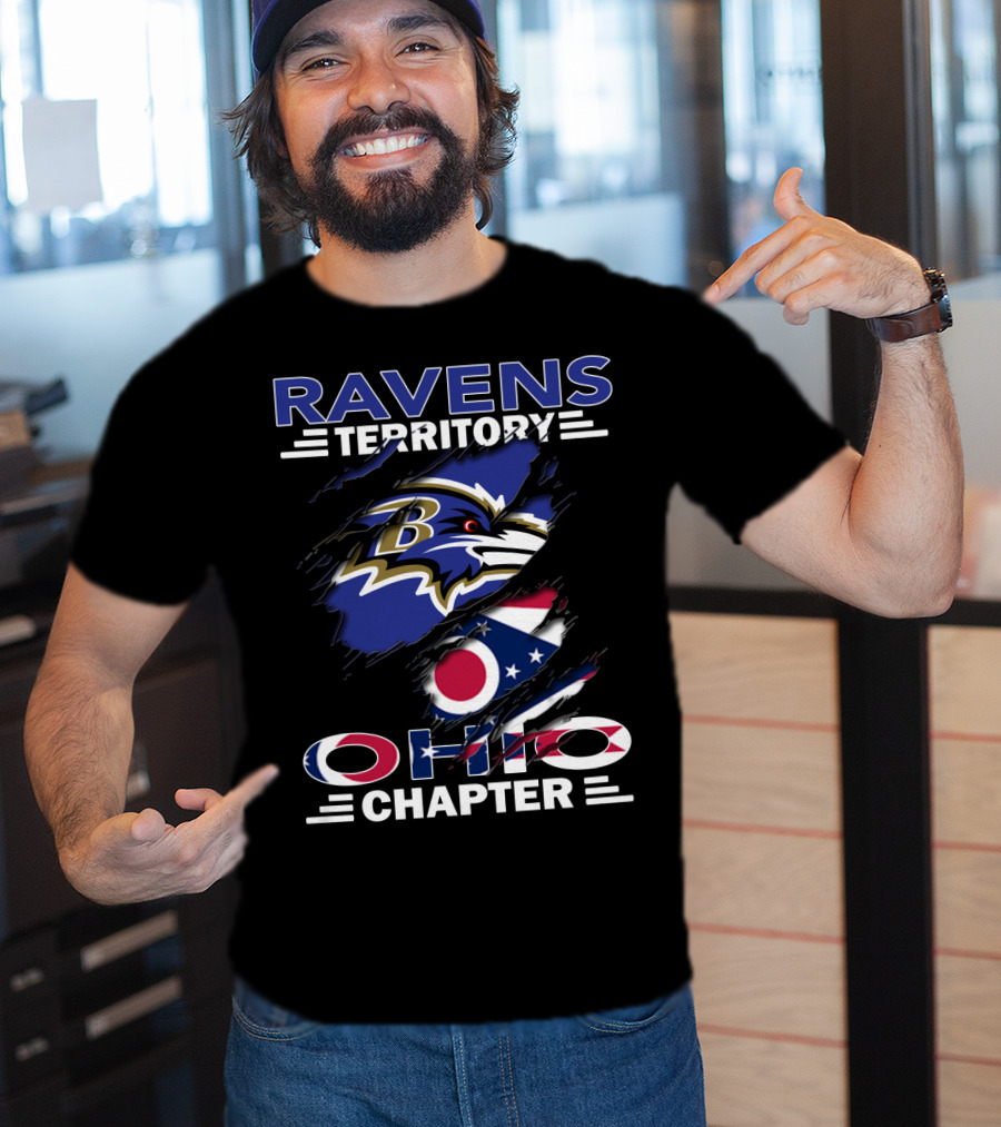Ravens Territory Ohio Chapter Baltimore Ravens Ohio Flag T-Shirt
