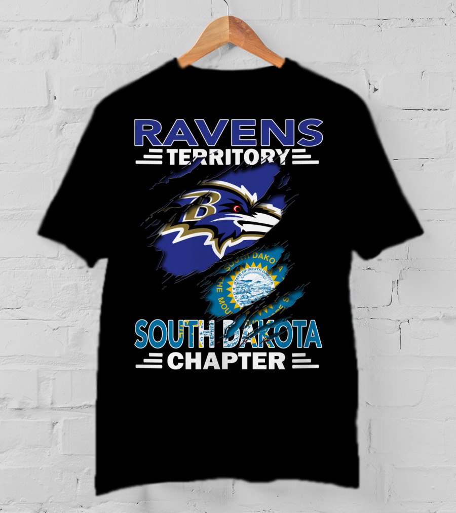 Ravens Territory South Dakota Chapter Baltimore Logo And State Emblem T-Shirt