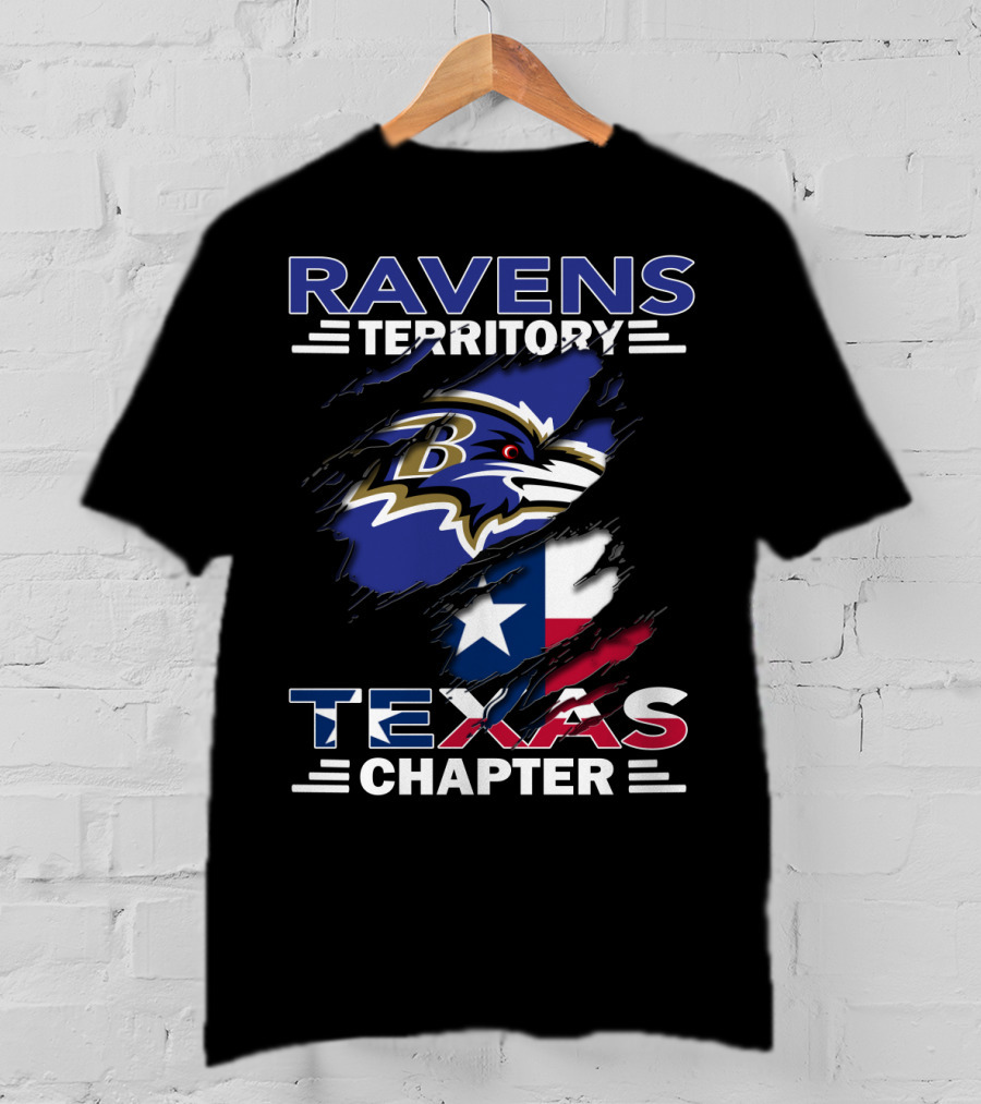 Ravens Territory Texas Chapter Baltimore Football Flag T-Shirt