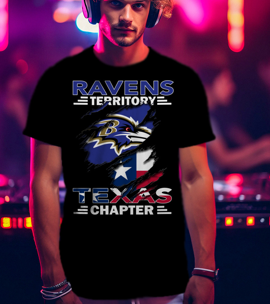 Ravens Territory Texas Chapter Baltimore Football Flag T-Shirt