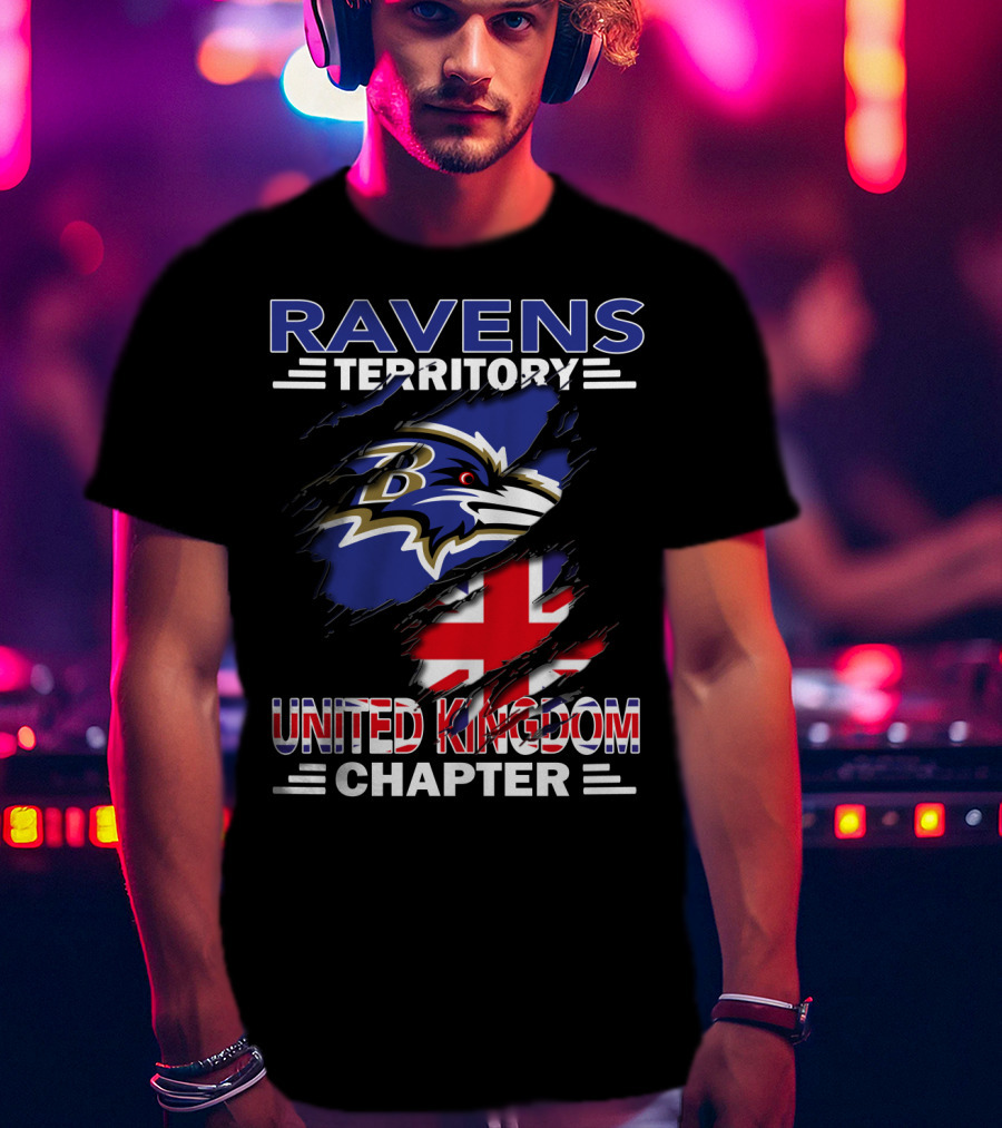 Ravens Territory United Kingdom Chapter Baltimore Ravens Union Jack T-Shirt
