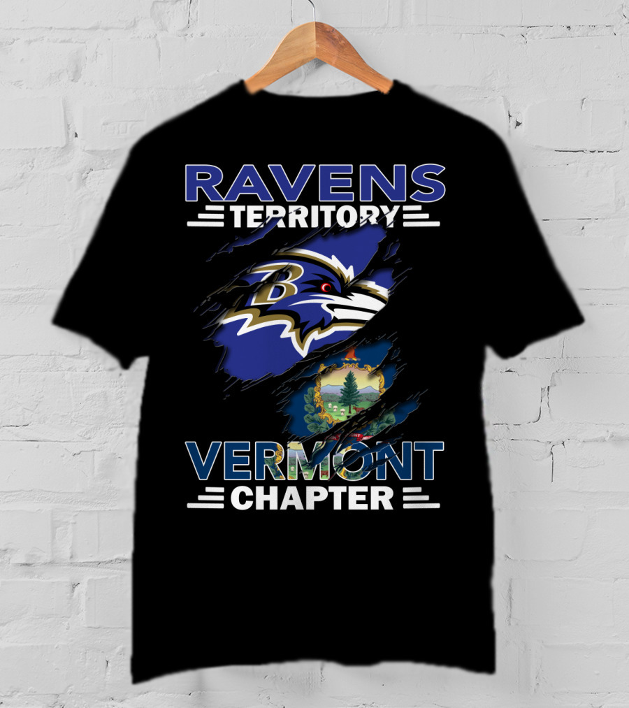 Ravens Territory Vermont Chapter Baltimore Ravens Logo Vermont State Seal T-Shirt