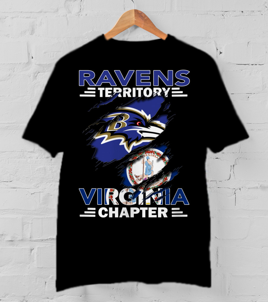 Ravens Territory Virginia Chapter Baltimore Ravens Logo Virginia State Flag T-Shirt