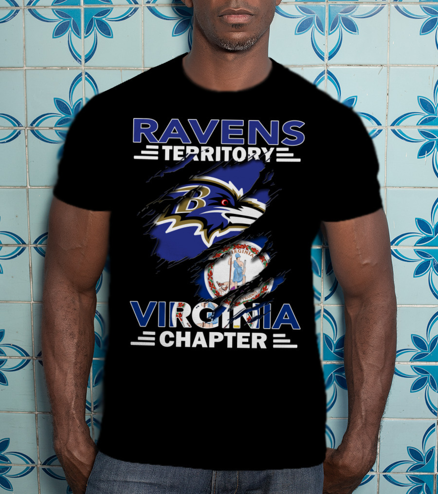 Ravens Territory Virginia Chapter Baltimore Ravens Logo Virginia State Flag T-Shirt