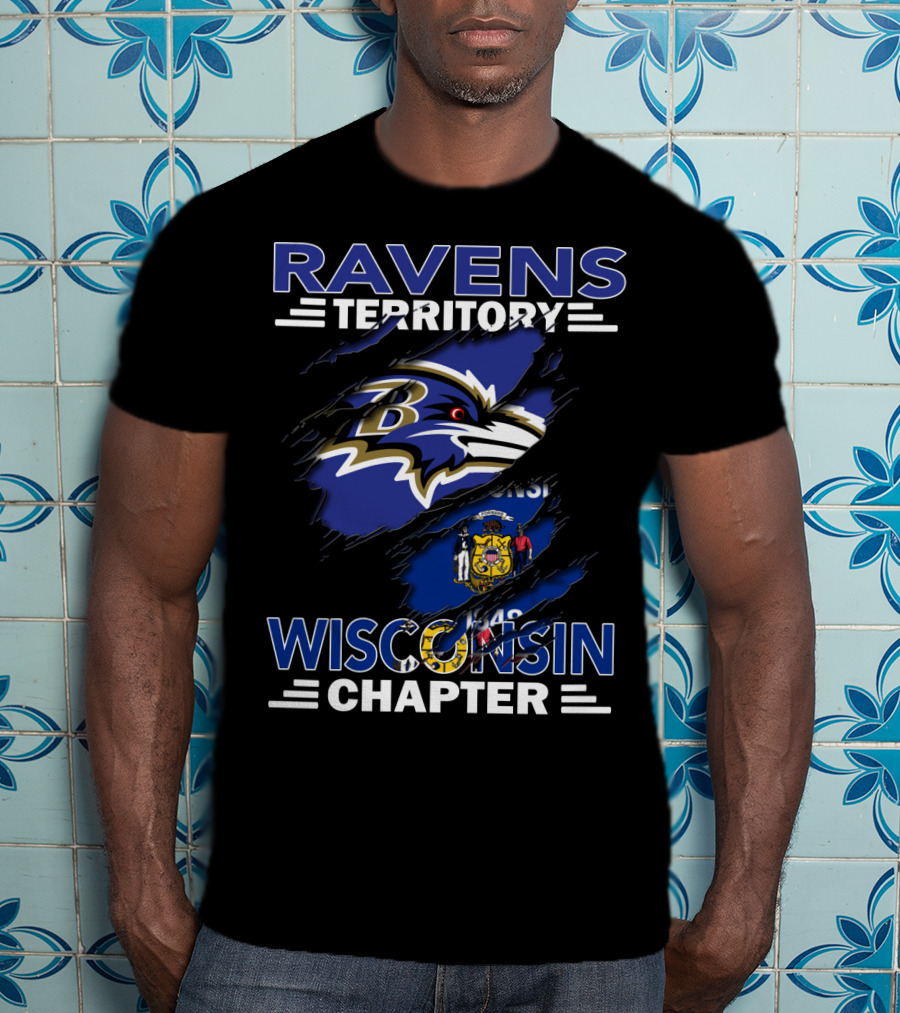 Ravens Territory Wisconsin Chapter Baltimore Ravens Logo Wisconsin Flag T-Shirt