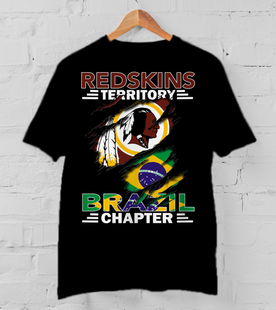 Redskins Territory Brazil Chapter Nfl Team Logo And Brazil Flag T-Shirt