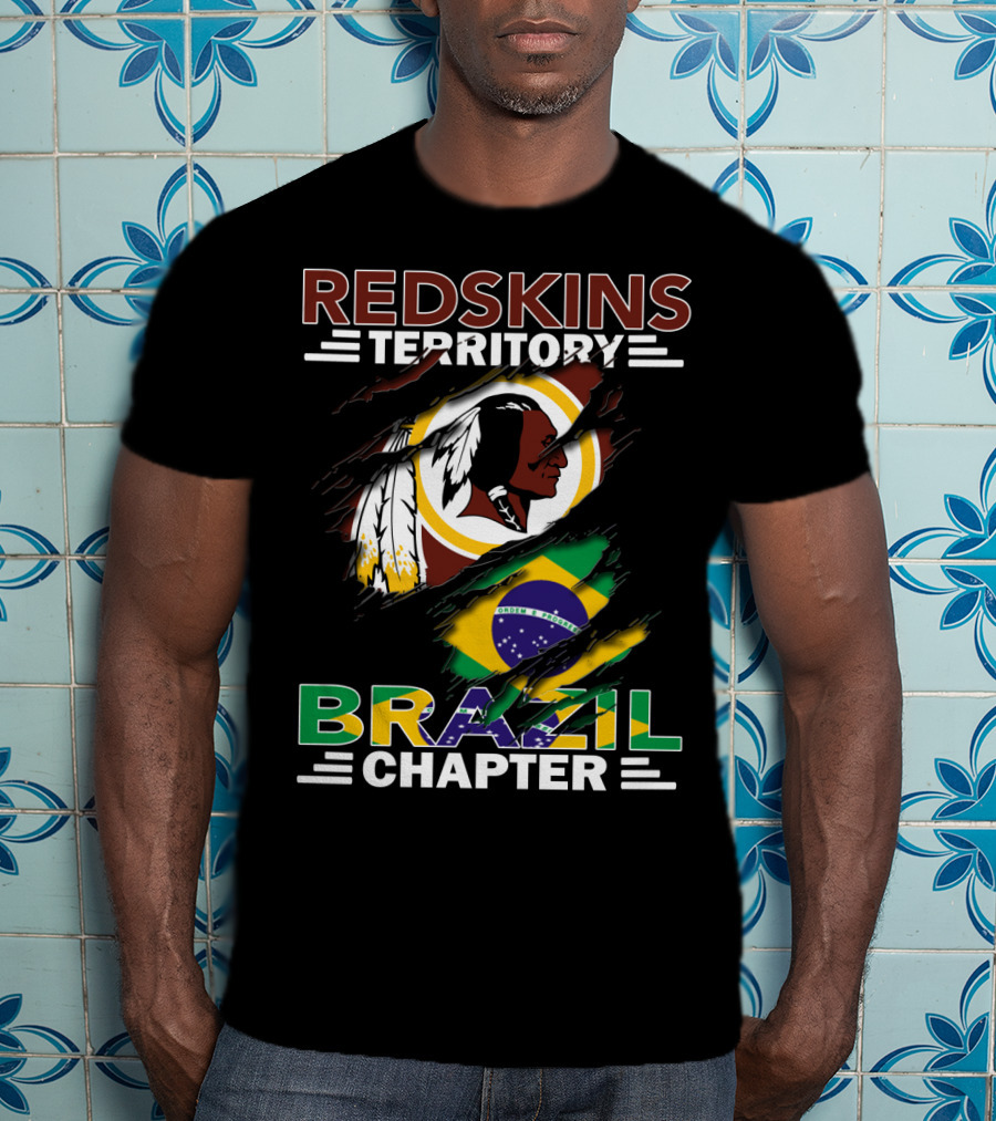 Redskins Territory Brazil Chapter Nfl Team Logo And Brazil Flag T-Shirt