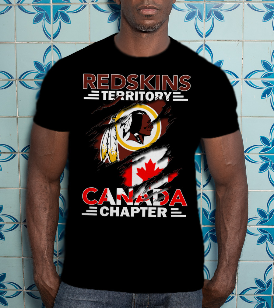 Redskins Territory Canada Chapter Flag Design Featuring Logo And Canadian Flag Elements T-Shirt