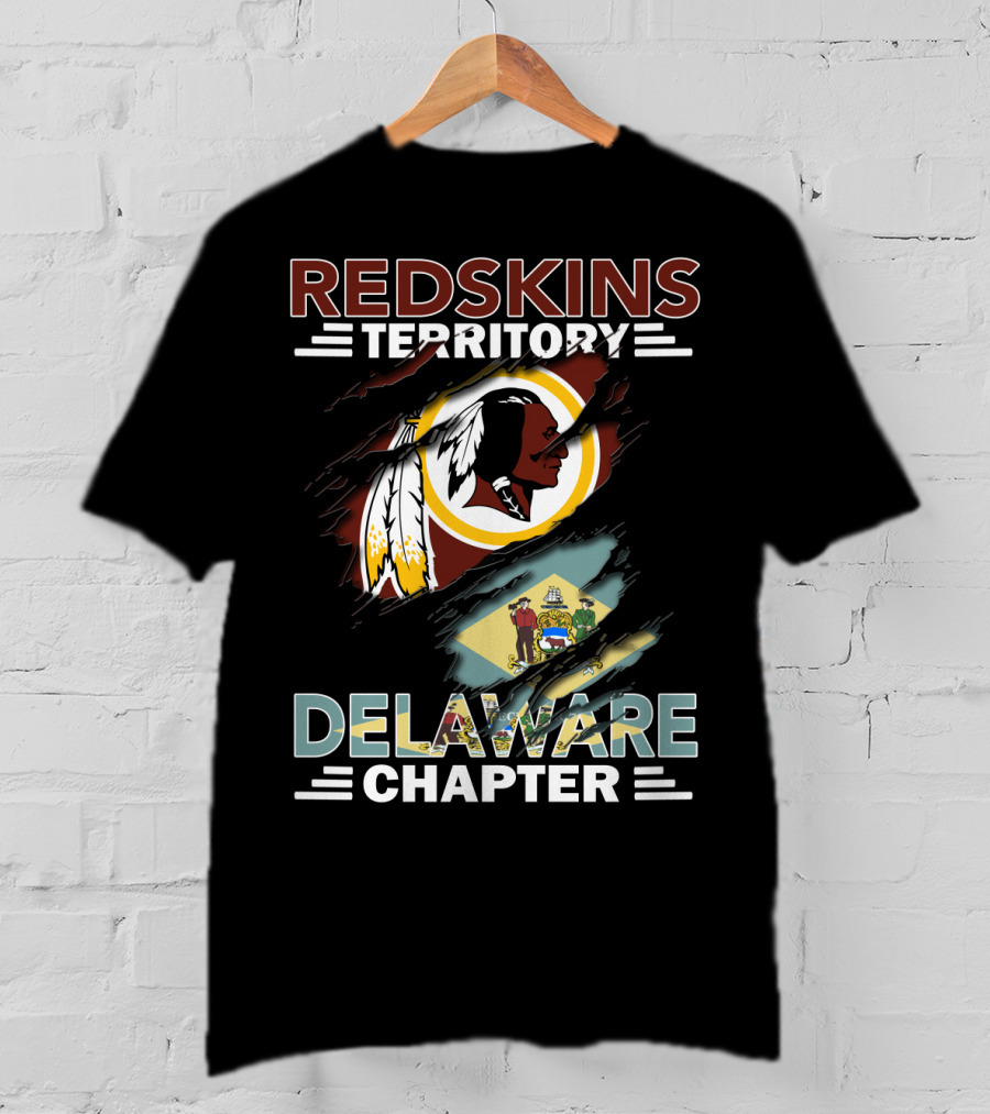 Redskins Territory Delaware Chapter Emblem With State Flag Elements T-Shirt