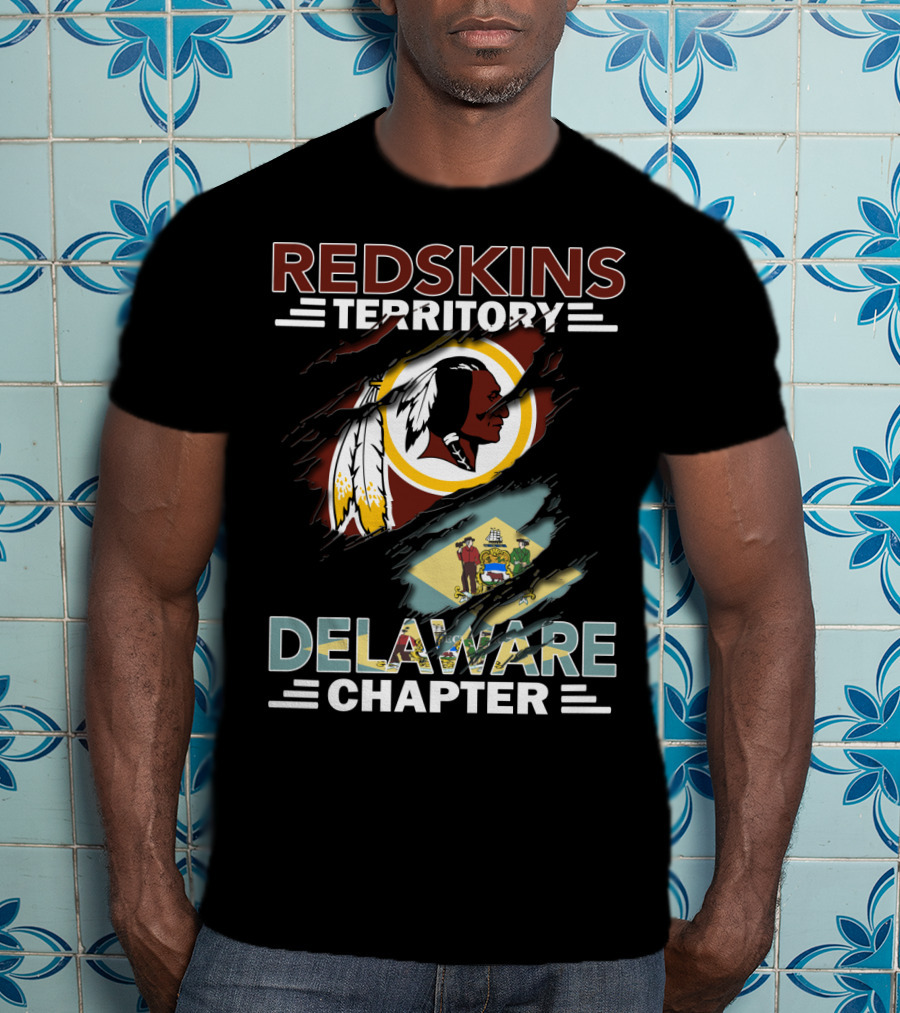 Redskins Territory Delaware Chapter Emblem With State Flag Elements T-Shirt