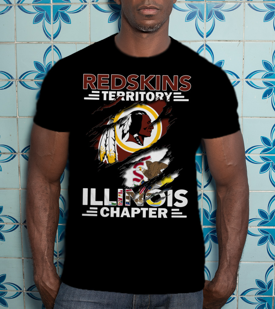 Redskins Territory Illinois Chapter Nfl Logo Illinois State Flag T-Shirt