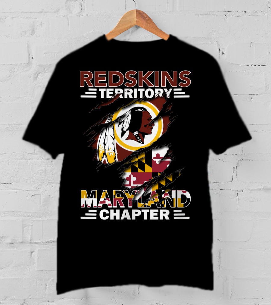 Redskins Territory Maryland Chapter Logo With Maryland Flag And Redskins T-Shirt
