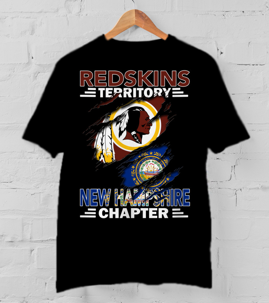 Redskins Territory New Hampshire Chapter Fan Community Logo And State Flag Combination T-Shirt