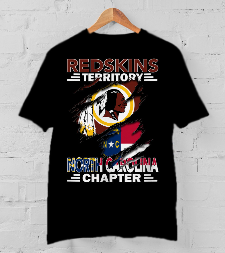 Redskins Territory North Carolina Chapter Redskins Logo With North Carolina Flag T-Shirt