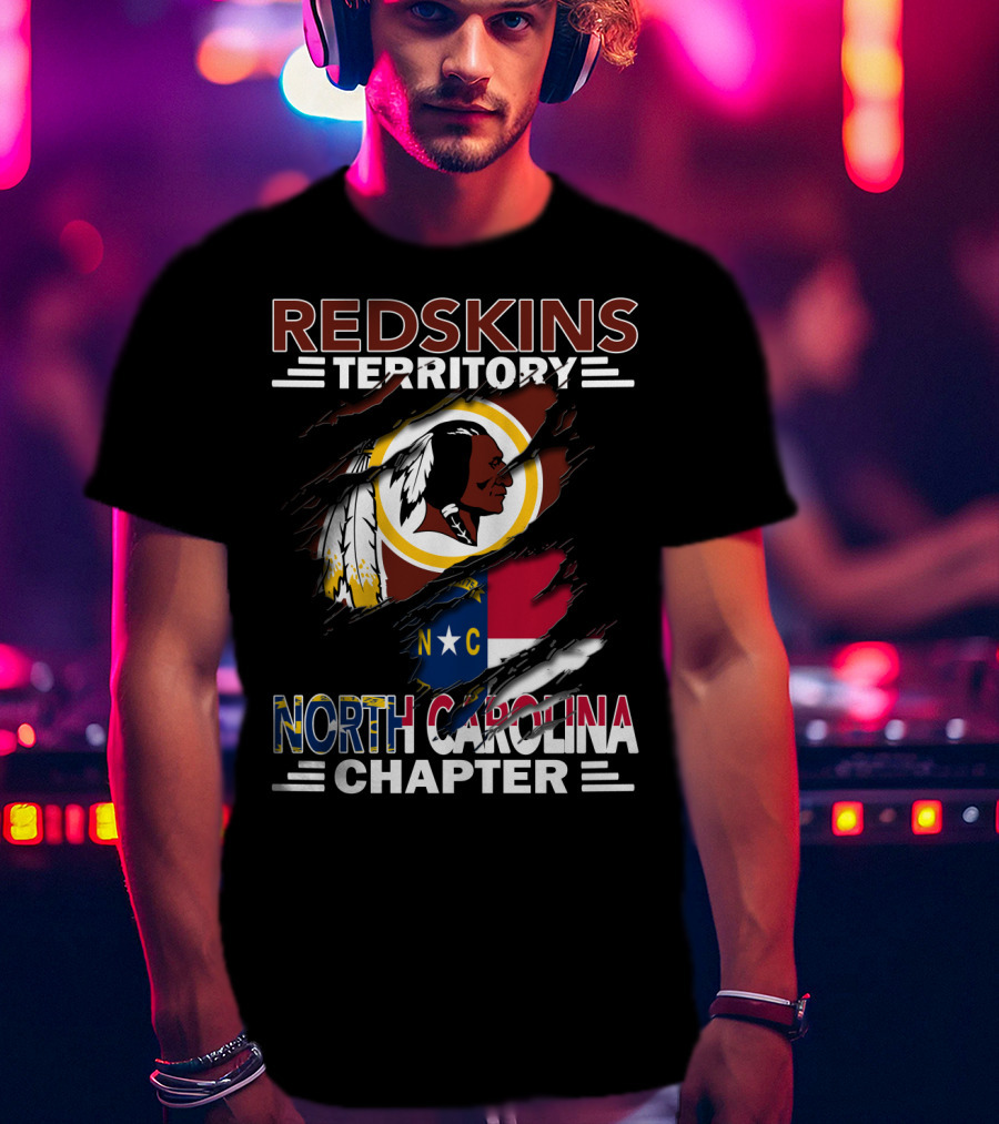 Redskins Territory North Carolina Chapter Redskins Logo With North Carolina Flag T-Shirt