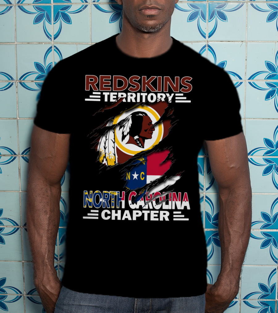 Redskins Territory North Carolina Chapter Redskins Logo With North Carolina Flag T-Shirt