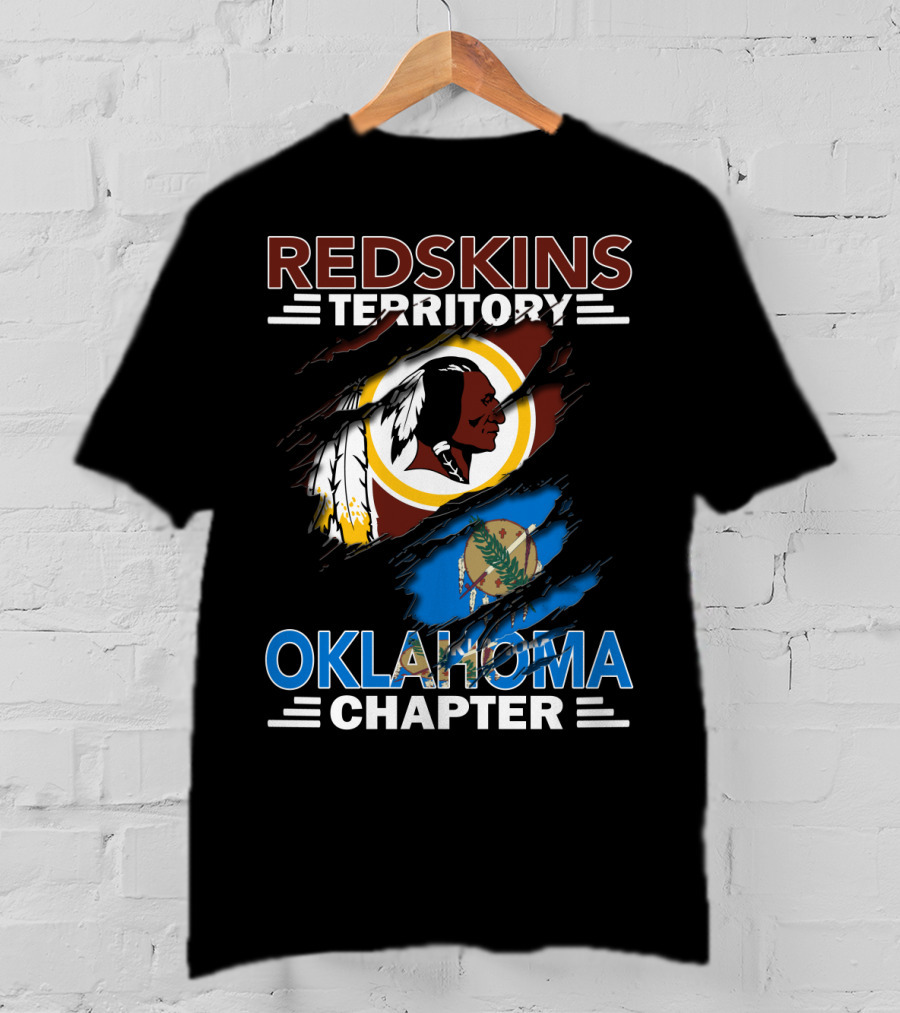 Redskins Territory Oklahoma Chapter Logo With Washington Redskins And Oklahoma Flag Elements T-Shirt