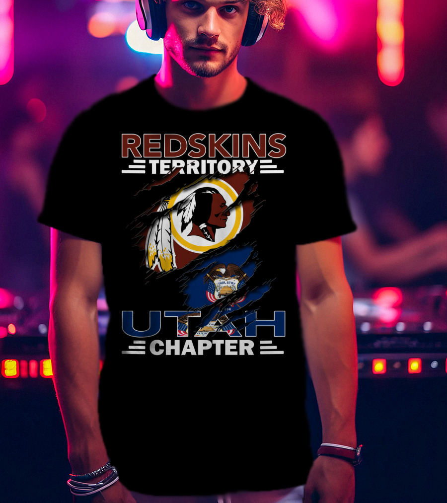 Redskins Territory Utah Chapter Logo With Native American And Utah State Seal T-Shirt