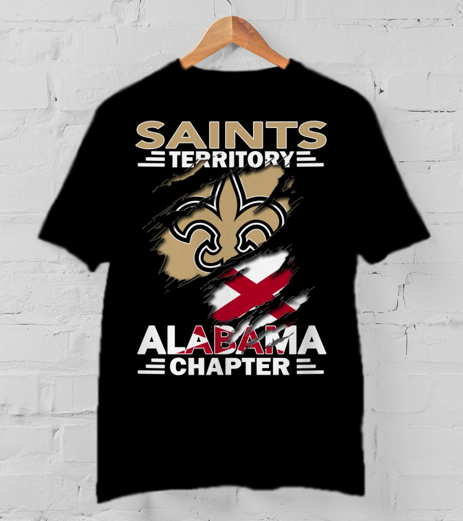 Saints Territory Alabama Chapter Fleur-DE-Lis And Cross Flag T-Shirt