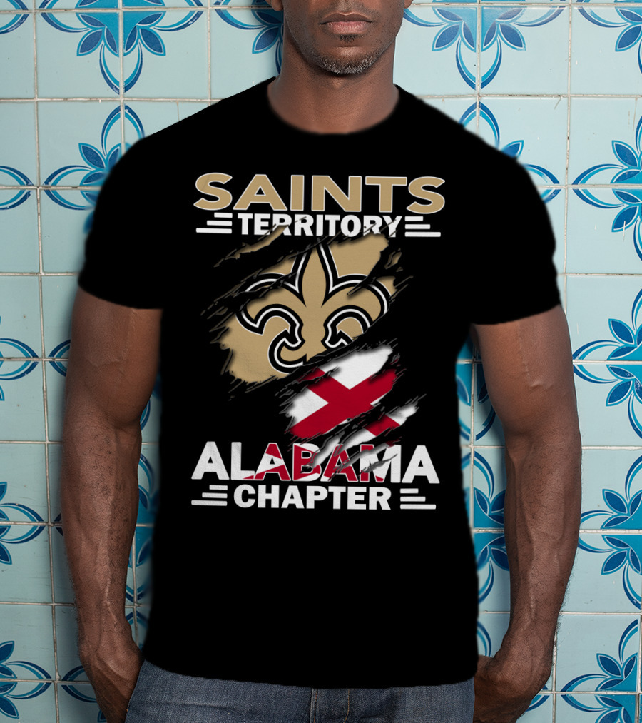 Saints Territory Alabama Chapter Fleur-DE-Lis And Cross Flag T-Shirt